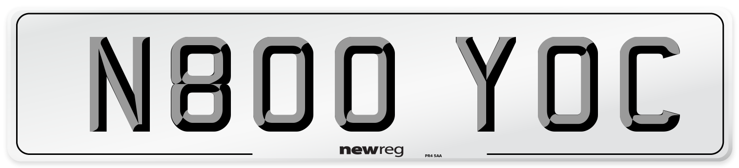 N800 YOC Number Plate from New Reg